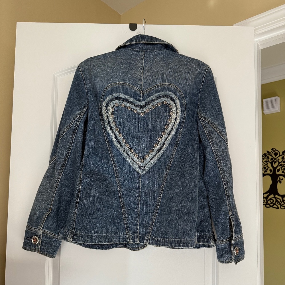 Brighton Heart‎ Denim Jean Jacket Medium Wash Embellished